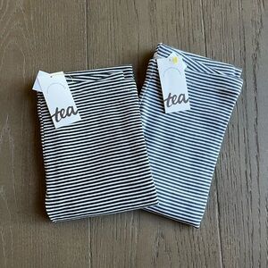 Tea Collection Black and White Blue and White Striped Leggings Size 8 Girl NWT!